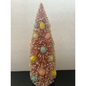 Bella Lux Easter Bottle Brush Tree Orange Pastel Eggs 12" New Spring Decor